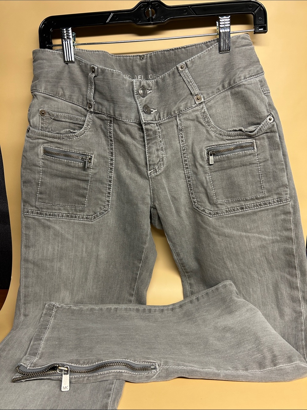 Michael Kors Light Gray Denim Jeans With Branded Waistband